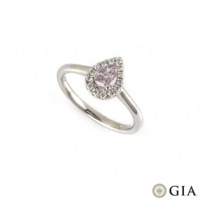 18k White Gold Fancy Pink Purple Pear Cut Diamond Ring 0.35ct 18k White Gold Fancy Pink Purple Pear Cut Diamond Ring 0.35ct